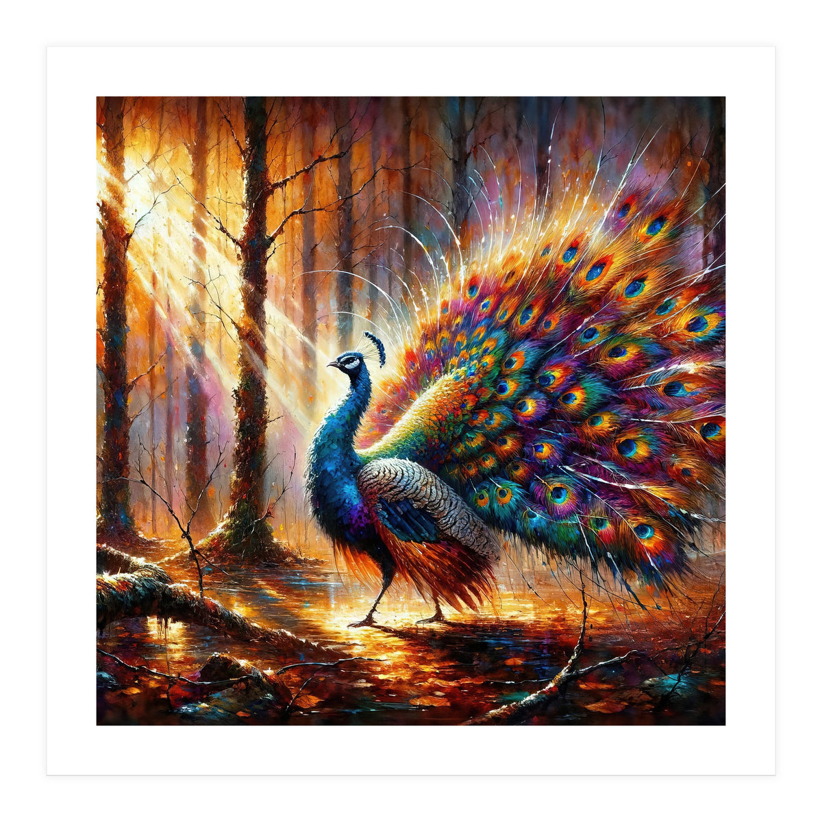Majestic Peacock In Enchanted Forest (Print Only)