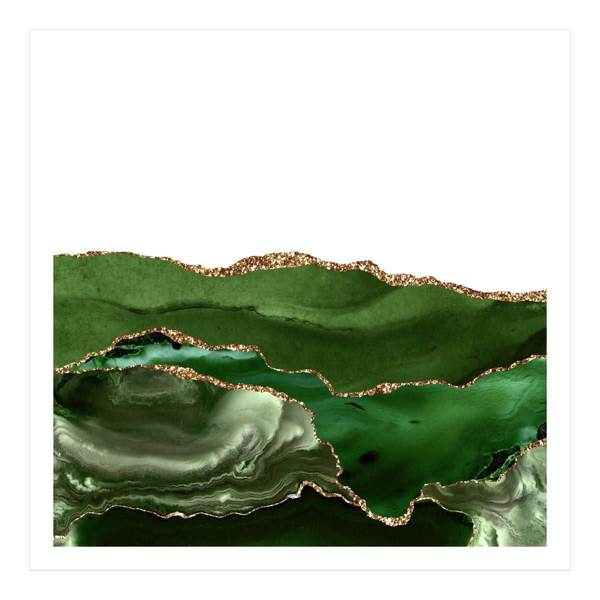 Green & Gold Agate Texture 25  (Print Only)
