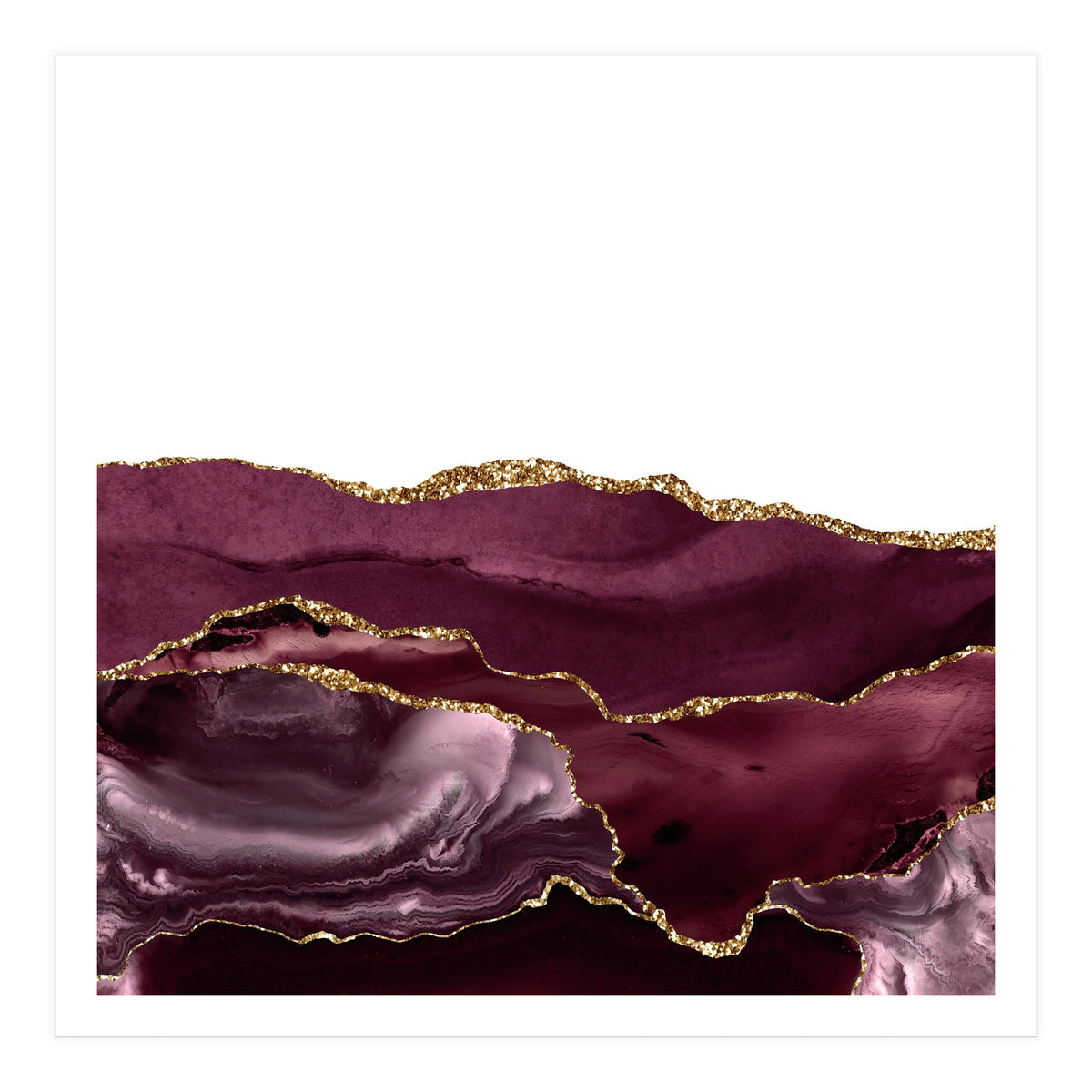 Burgundy & Gold Agate Texture 25  (Print Only)