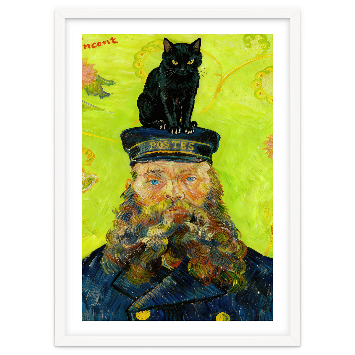 Black Cat on the Postman’s Hat, Van Gogh Inspired Painting