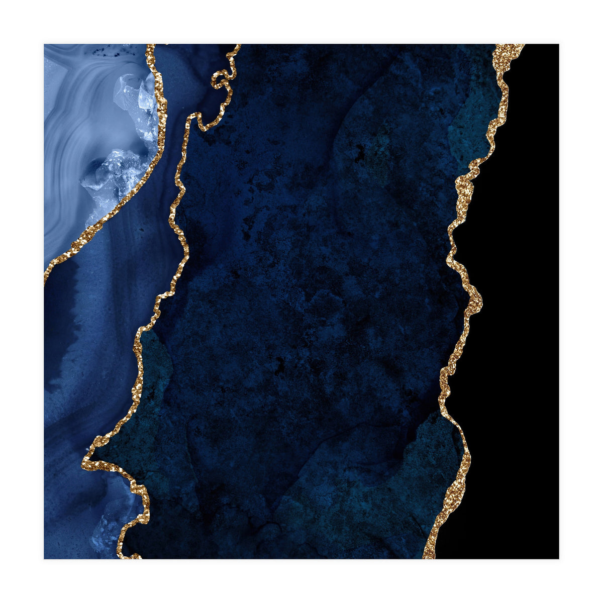 Navy & Gold Agate Texture 15 (Print Only)