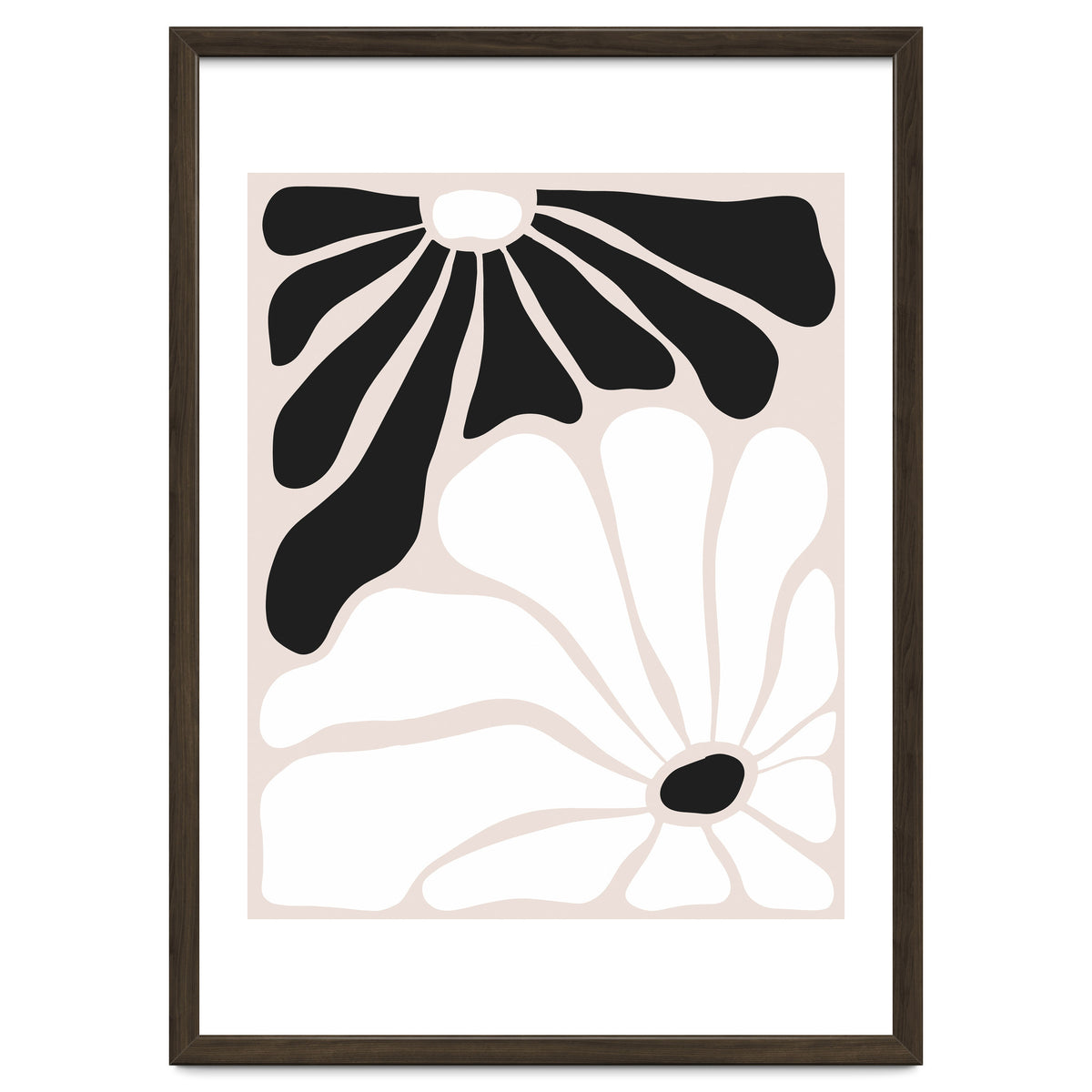 Floral Yin Yang, Scandinavian Nature Flowers Botanical Concept, Plants Blossom Positivity Neutral Minimalism