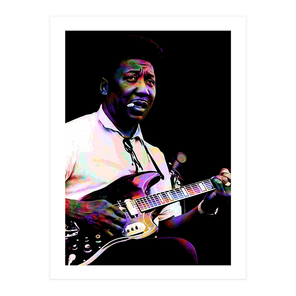 Muddy Waters American Blues Singer Legend Colorful Art (Print Only)