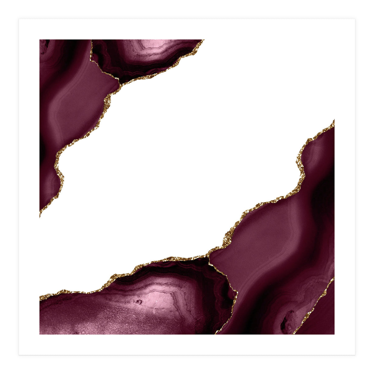 Burgundy & Gold Agate Texture 22  (Print Only)
