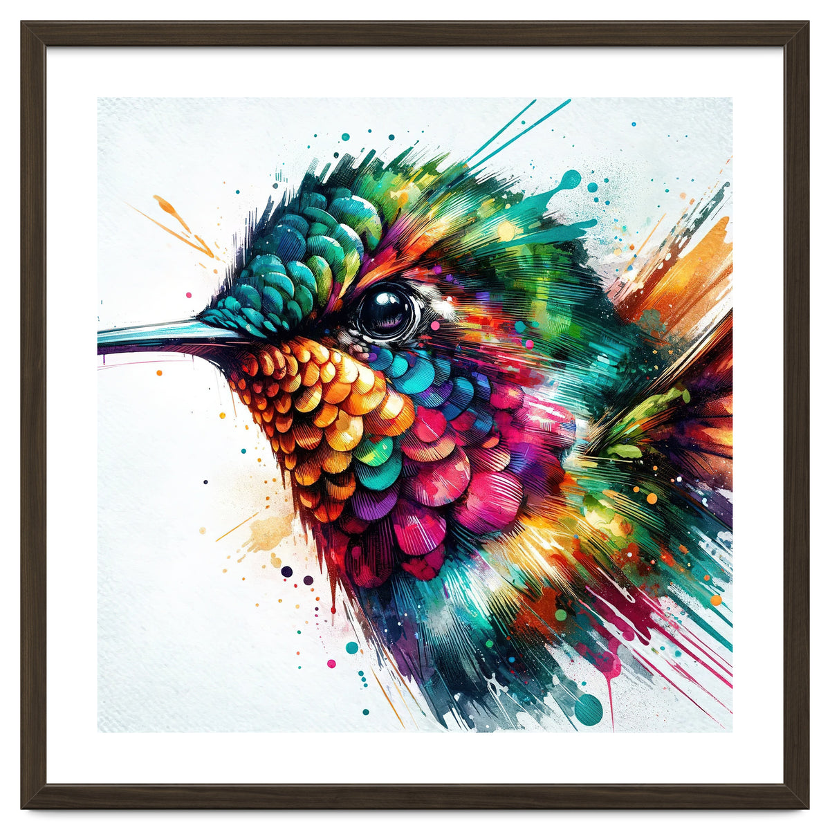 Watercolor Hummingbird Portrait