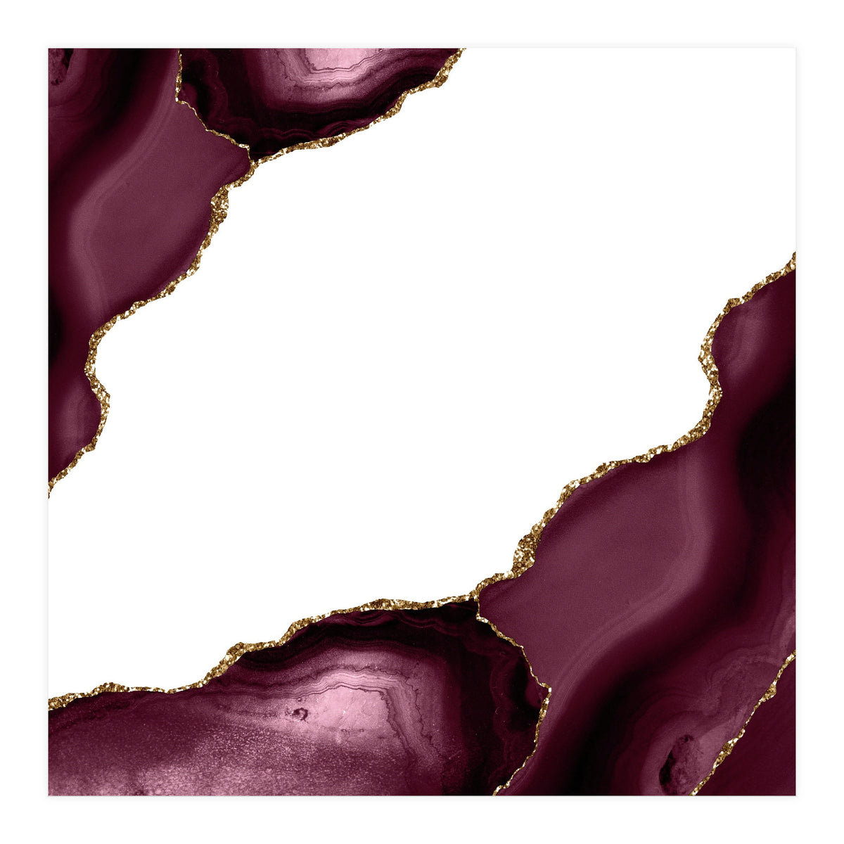 Burgundy & Gold Agate Texture 22  (Print Only)