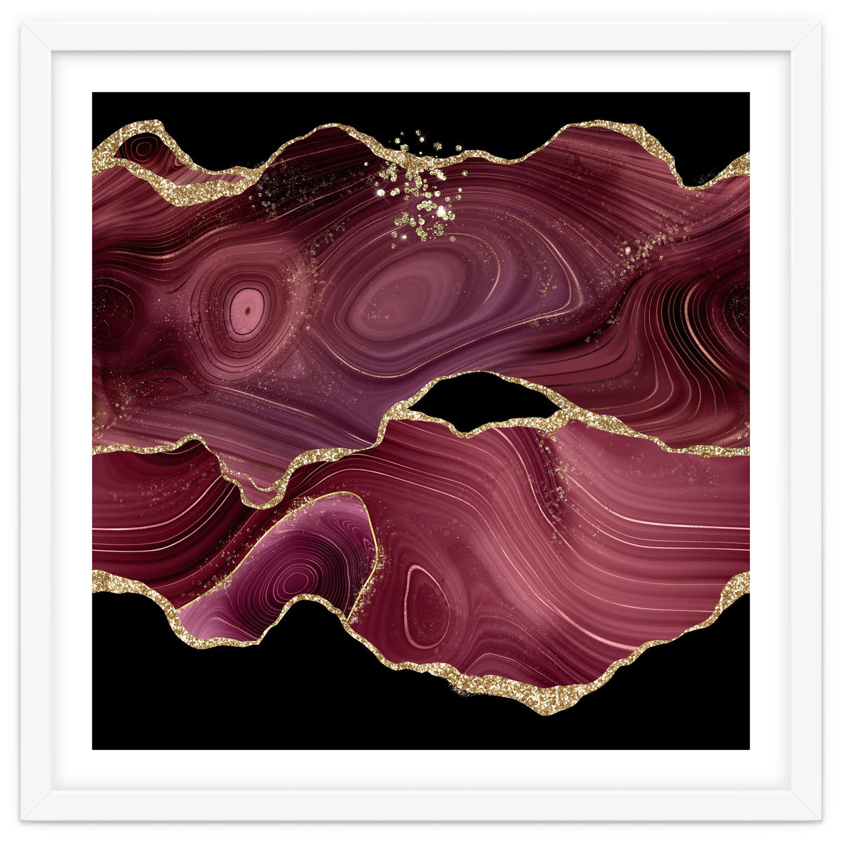 Burgundy & Gold Glitter Agate Texture 03