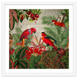 Vintage Rainforest With Tropical Red Parrots thumbnail