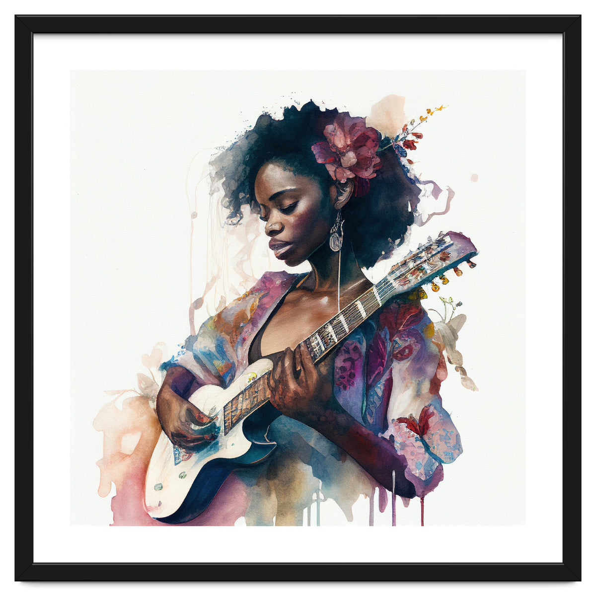 Watercolor Musician Woman #2