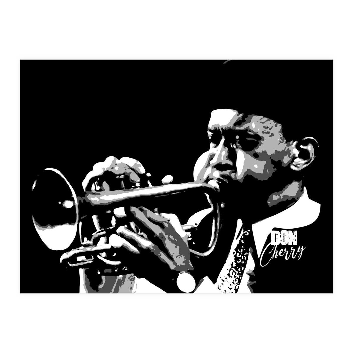 Don Cherry American Jazz Trumpeter in Grayscale (Print Only)