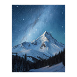 Majestic Snow-Capped Mountain Peak Under a Brilliant Starry Night Sky (Print Only) thumbnail