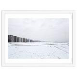 Traces of driving a car on a snowy coast thumbnail