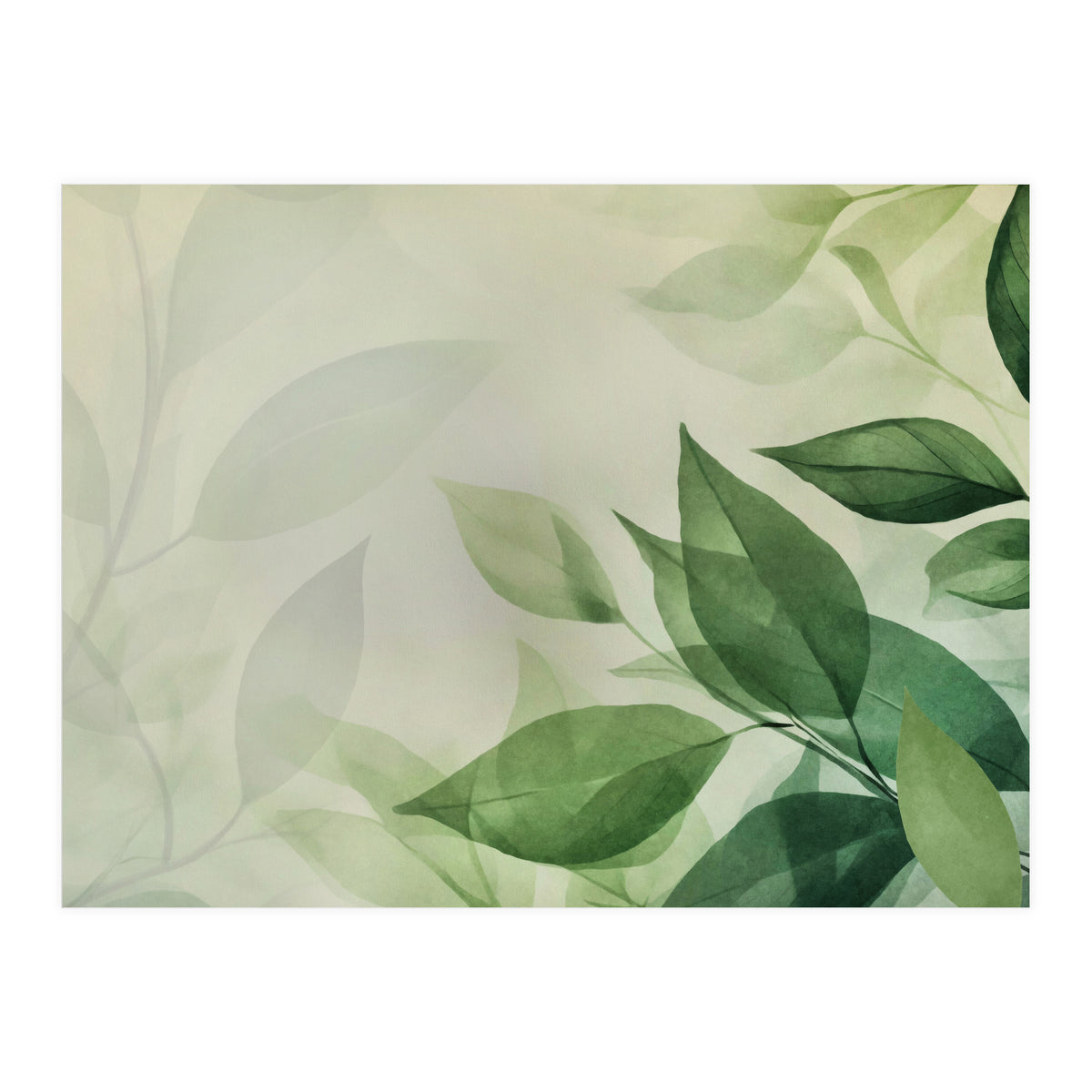 Botanical Serenity Green Leaves (Print Only)