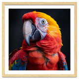 Scarlet Macaw Parrot Head Detailed Portrait Black thumbnail
