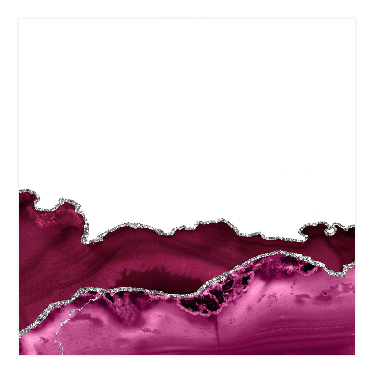 Burgundy & Silver Agate Texture 16  (Print Only)