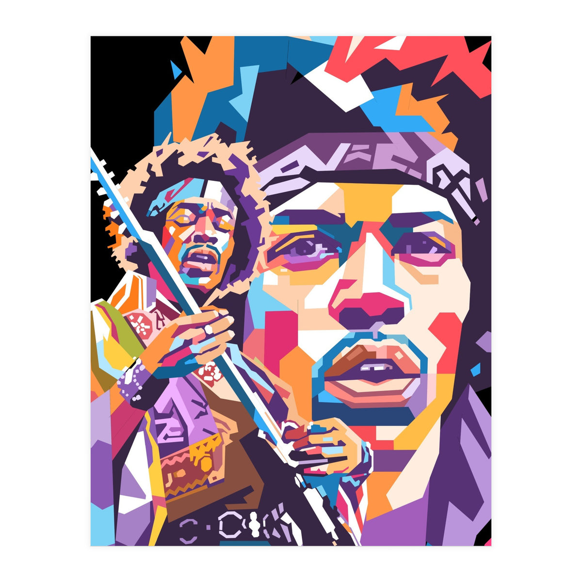 Jimi Hendrix wpap art (Print Only)