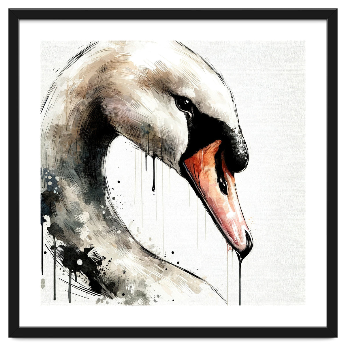 Watercolor Swan Portrait