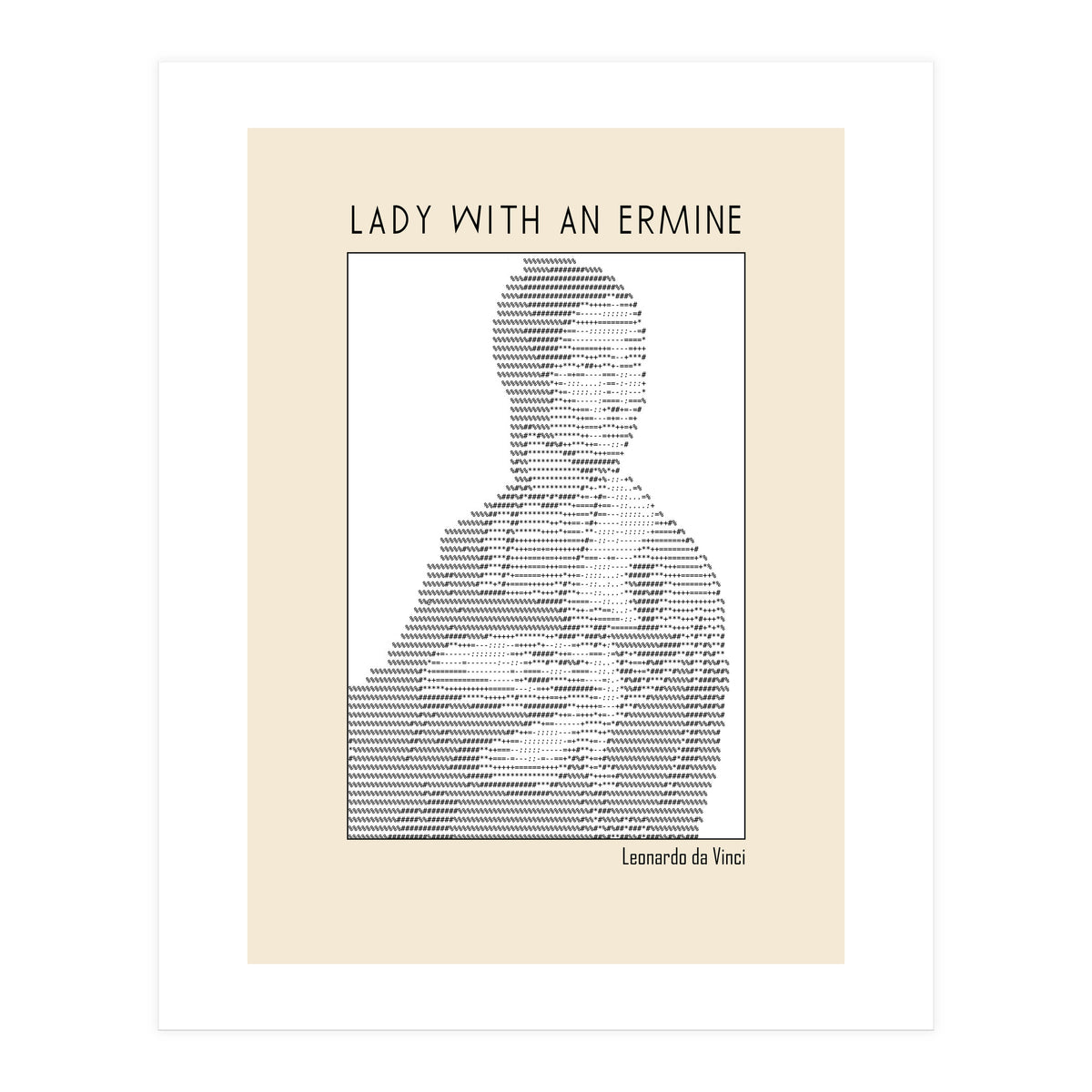 Lady With An Ermine – Leonardo Da Vinci Ascii Art (Print Only)