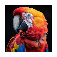 Scarlet Macaw Parrot Close Up Portrait Vivid Colors (Print Only)