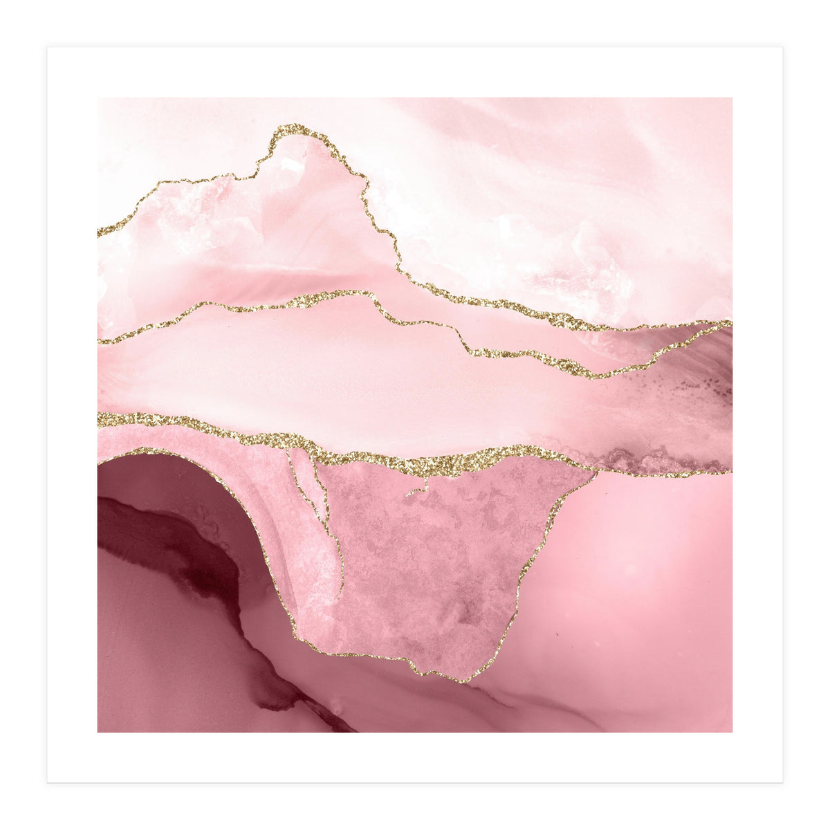 Blush & Gold Agate Texture 05  (Print Only)