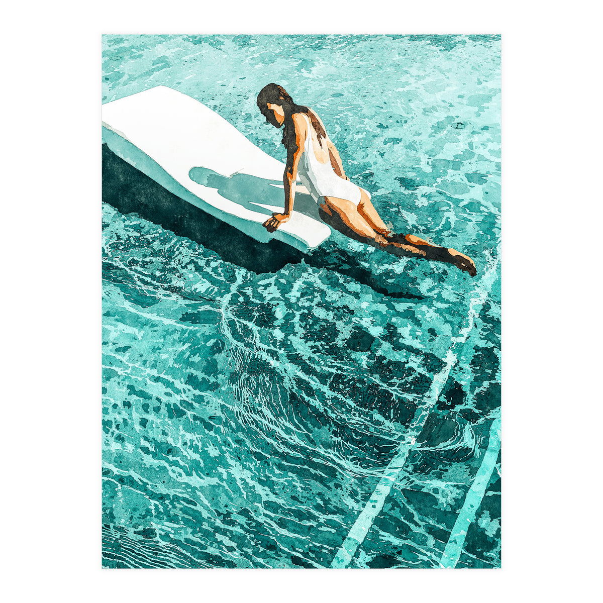 Pool Day | Summer Swimming Swim Fashion | Bath Vacation Relax Self Care Watercolor Painting (Print Only)