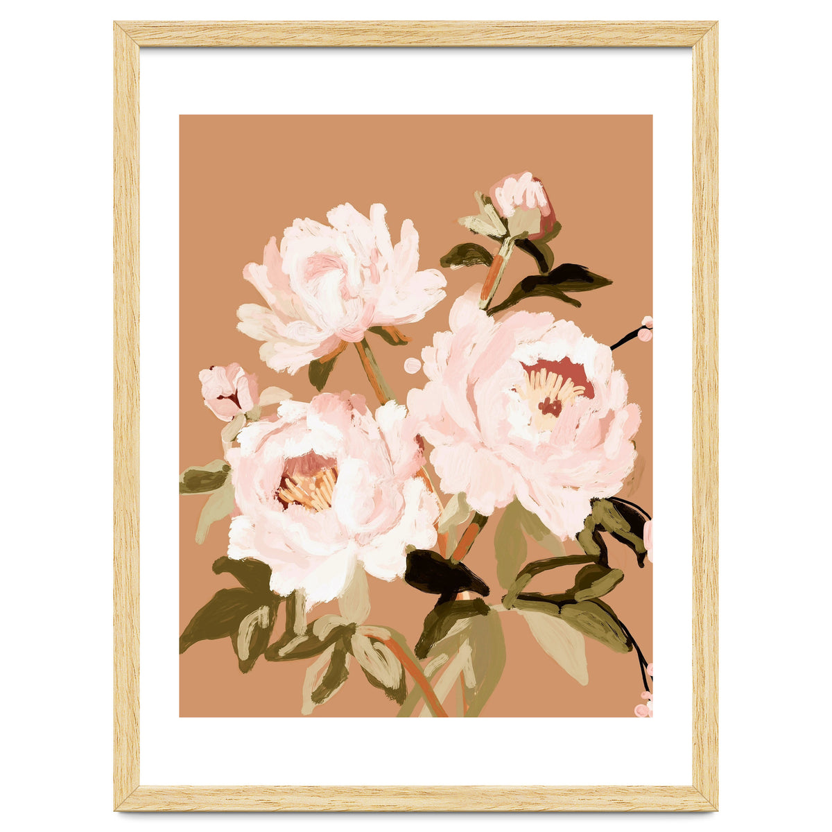 Blush Peony Painting, Floral Wall Art, Neutral Flower Print, Peony Art