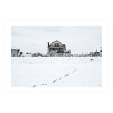 Footprints and house in winter snowscape (Print Only) thumbnail
