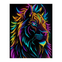 Lion Colored Neon Art (Print Only)