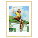 Pinup Sexy Girl Setting Up The Antenna On The Roof thumbnail