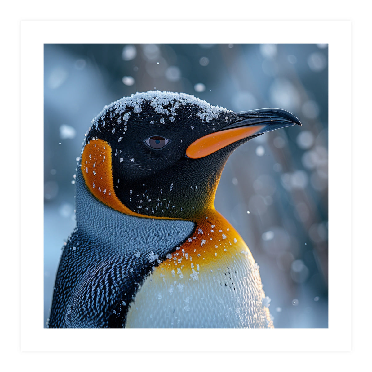 King Penguin Close Up In Snowy Environment (Print Only)