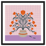 Tulips in a vase - orange and violet thumbnail