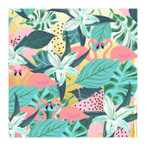Flamingo Tropical, Colorful Modern Bohemian Eclectic Jungle Graphic Design, Blush Forest Gold Floral (Print Only) thumbnail