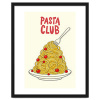 Pasta Club Illustration, Spaghetti and Tomatoes Art Print for Kitchen Wall Decor