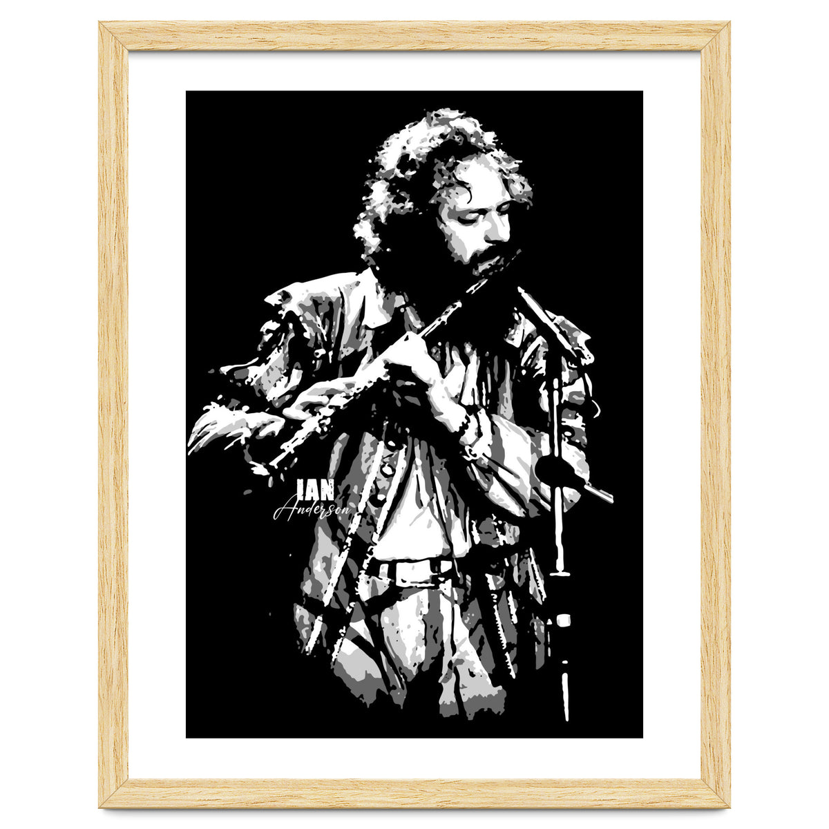Ian Anderson Rock Music Legend in Grayscale 2