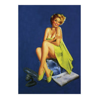 Sexy Pinup Posing With Green Towel (Print Only)