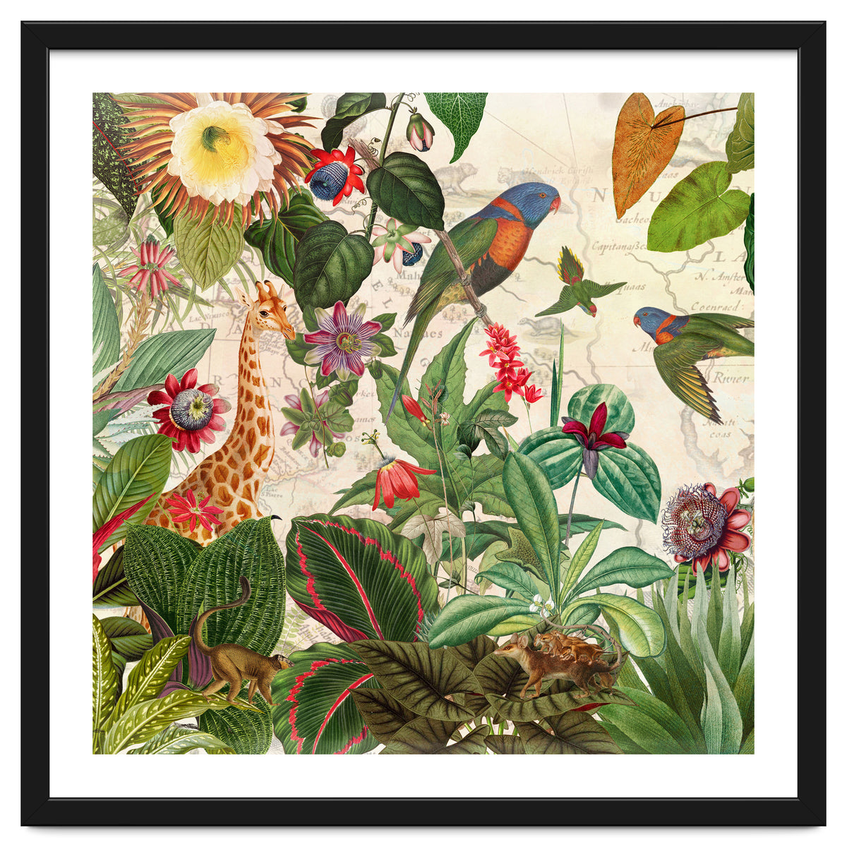 Exotic Lush Jungle And Wild Animals Landscape