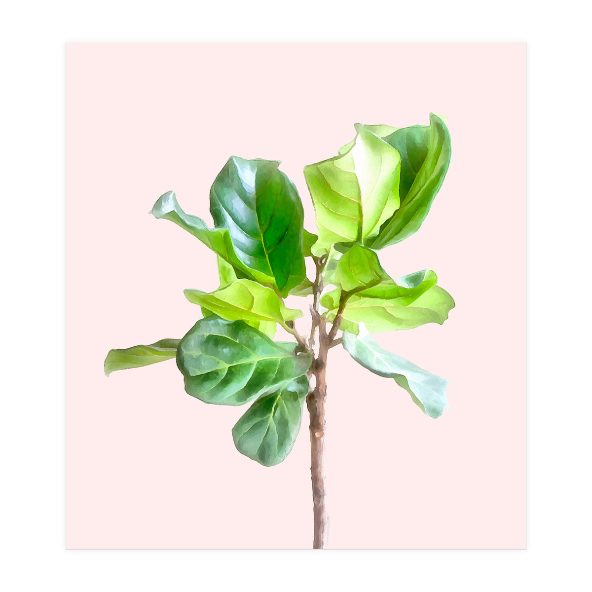 Intimate Energy, Blush Pastel Botanical Plant Minimal Painting, Pink Green Nature (Print Only)