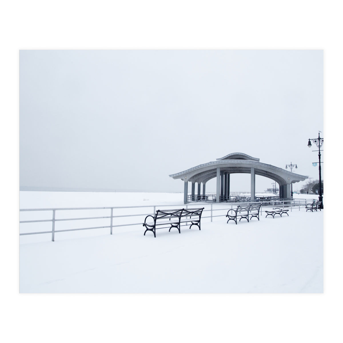 Benches in the Winter seascape  (Print Only)