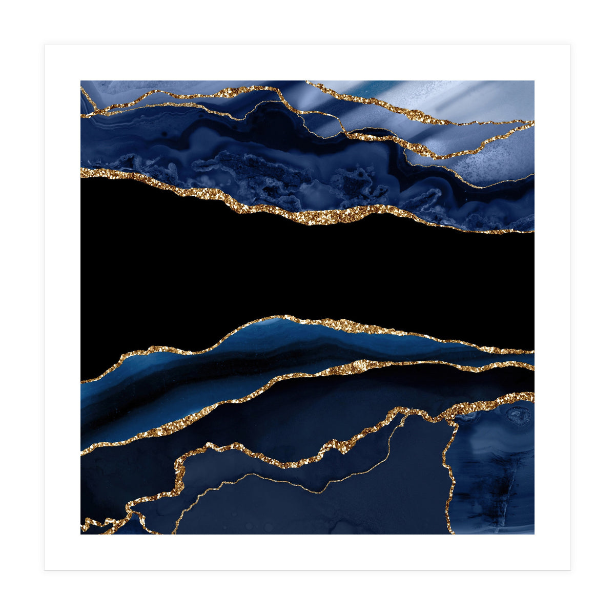 Navy & Gold Agate Texture 11  (Print Only)