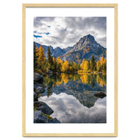 Golden Autumn Reflection: Majestic Mountain Wilderness Landscape