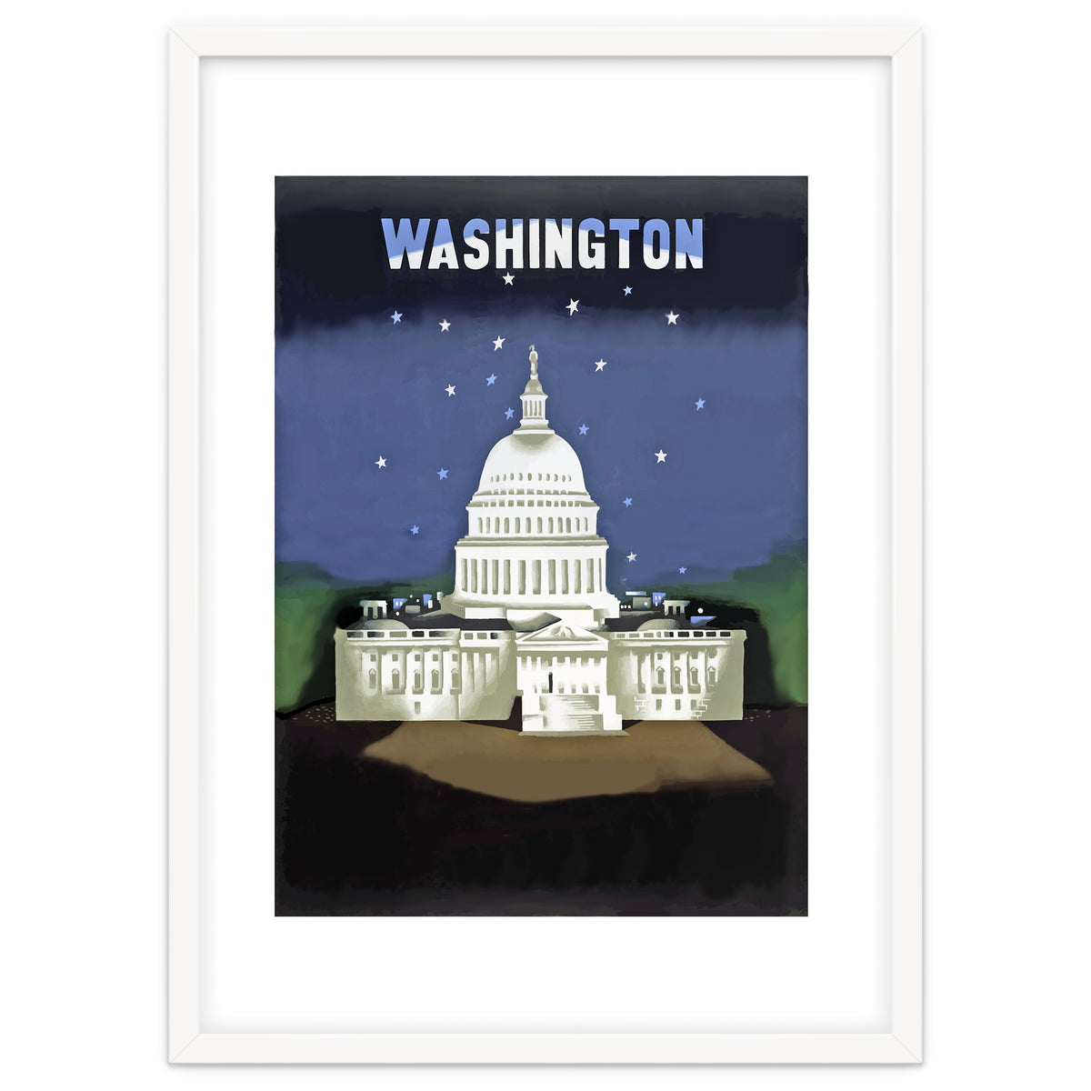 Washington, White House at Night