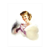 Beautiful Smiling Lady In White (Print Only)