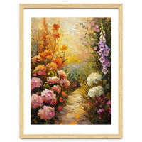 Golden Hour Summer Garden Path Oil Painting