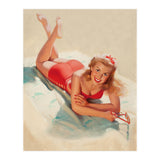 Pinup Girl Posing On A Beach (Print Only) thumbnail