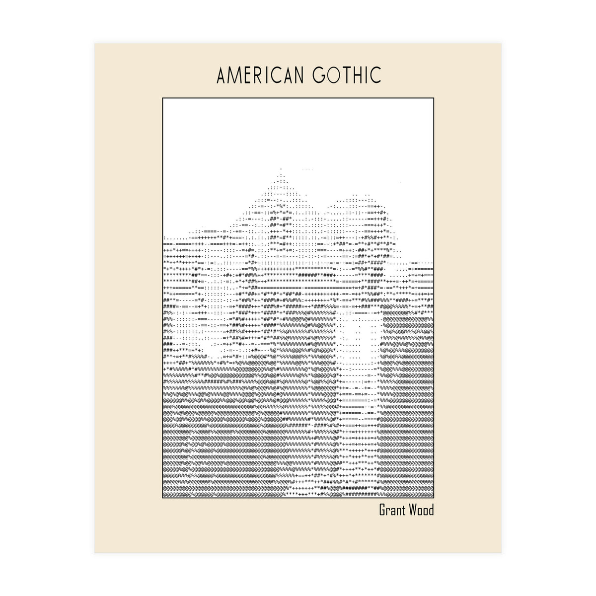 American Gothic – Grant Wood (ascii Art) (Print Only)