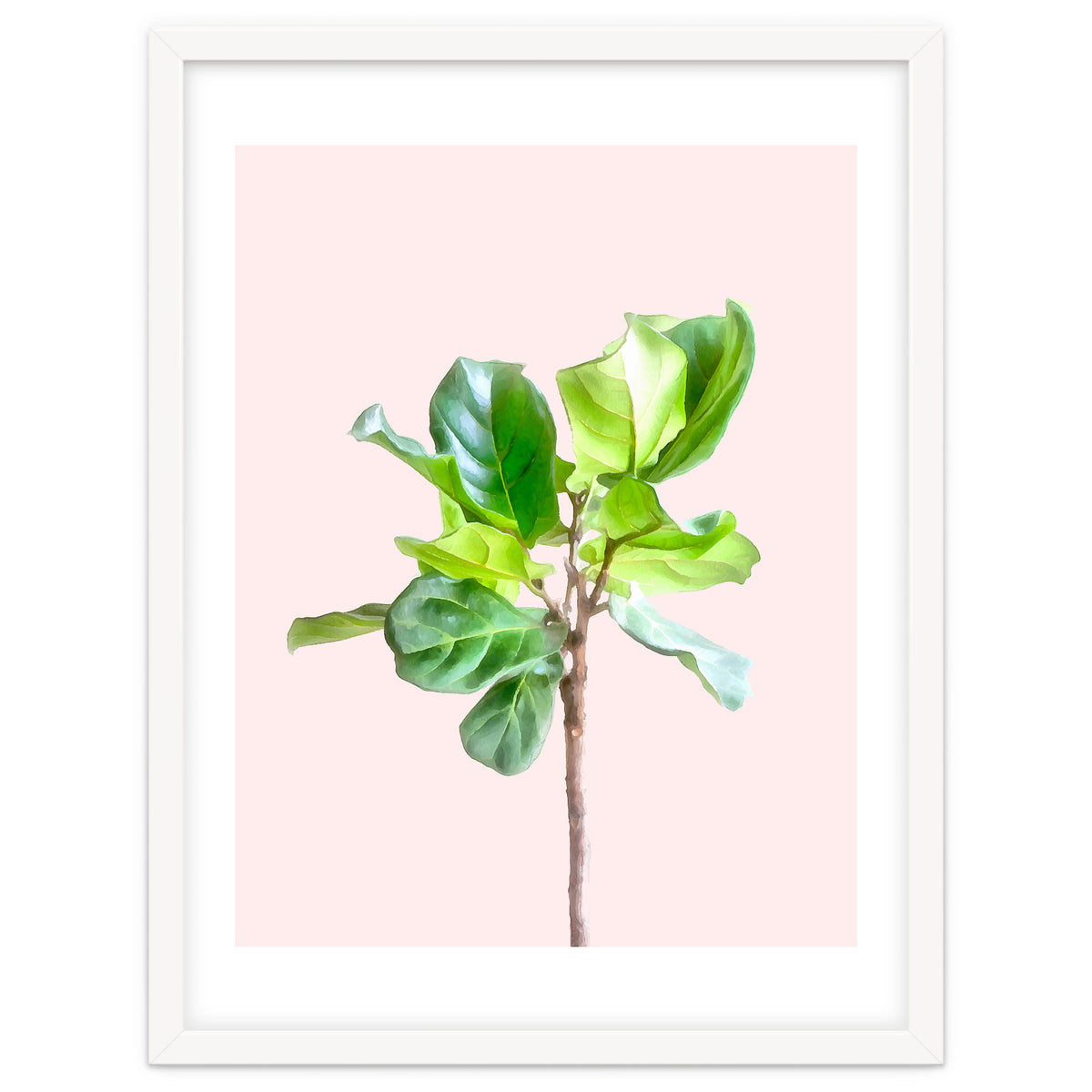 Intimate Energy, Blush Pastel Botanical Plant Minimal Painting, Pink Green Nature