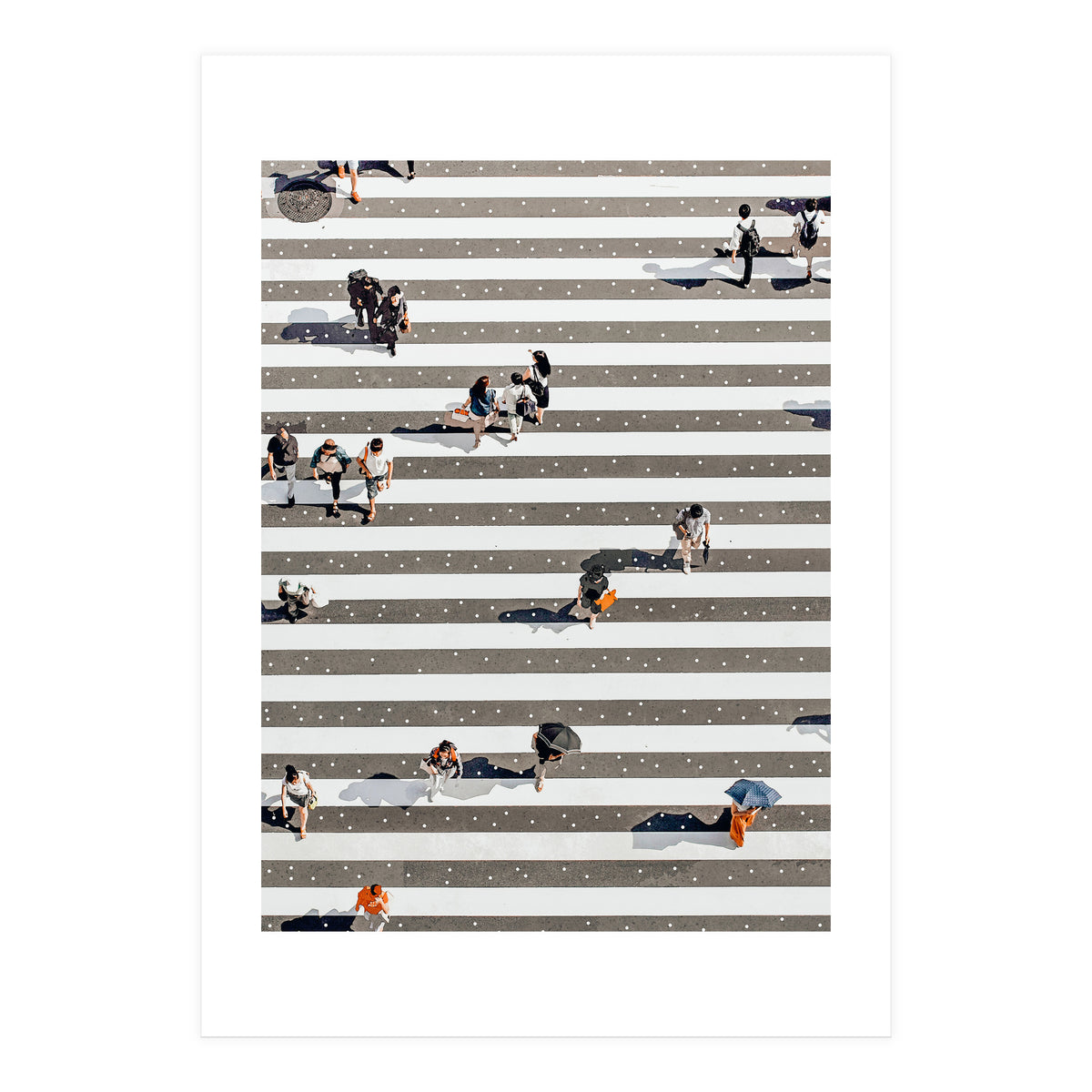 Rain Crossing | Polka Dots Zebra Crossing On The Street | Rain Eclectic Modern Graphic Design (Print Only)