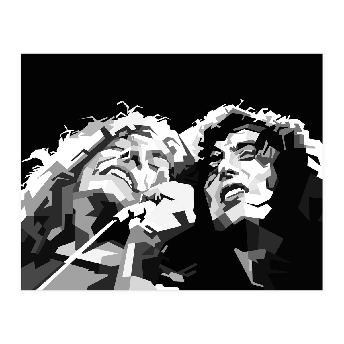 Robert Plant & Jimmy Page Black Illustration (Print Only)