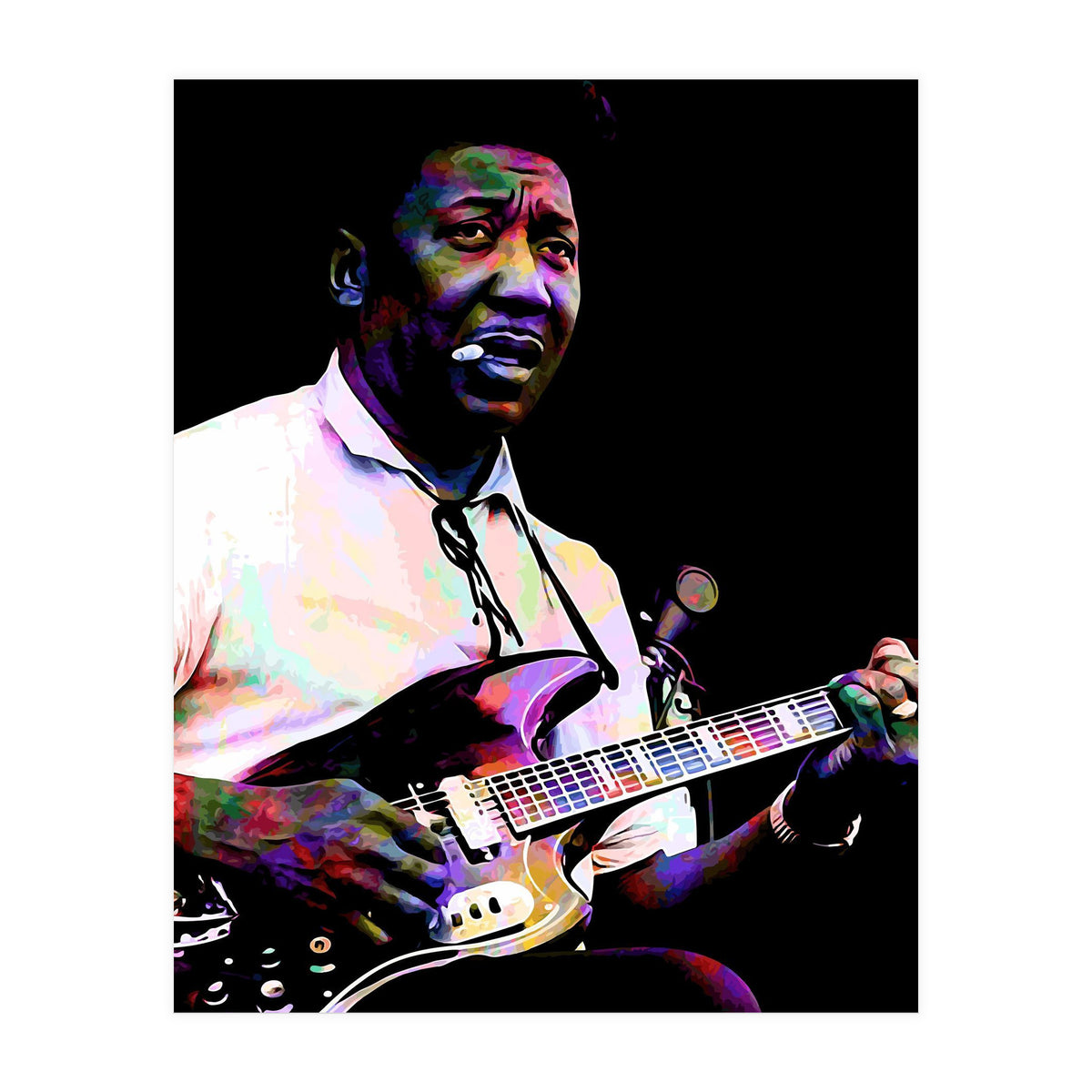 Muddy Waters American Blues Singer Legend Colorful Art (Print Only)