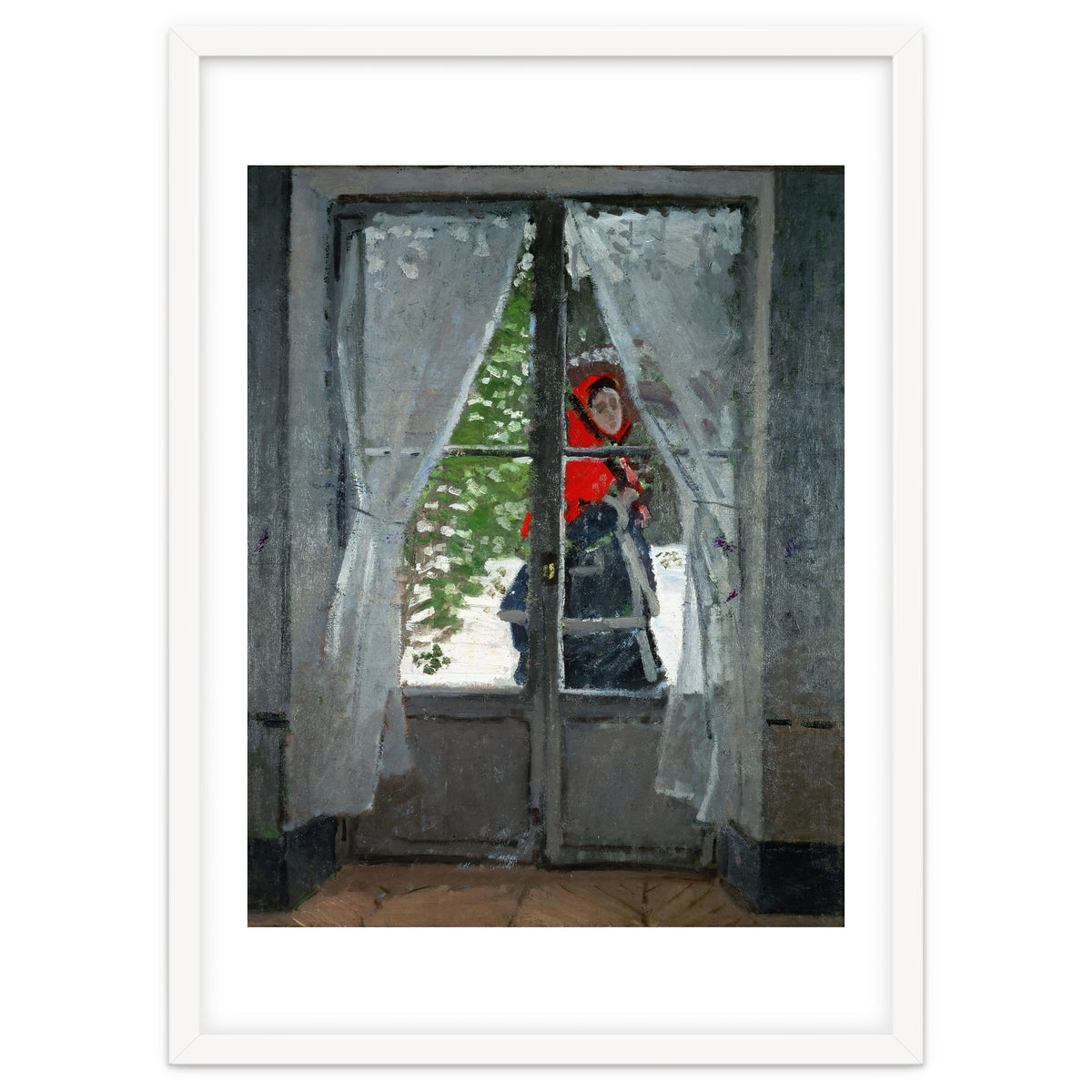 Mme. Monet with a red hat called &quot; The Red Kerchief&quot, ca. 1870.